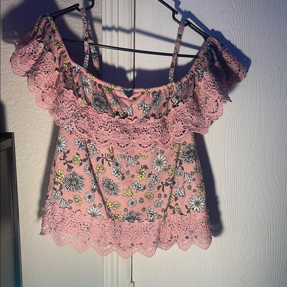 NOBO Pink Ruffled Crop Blouse